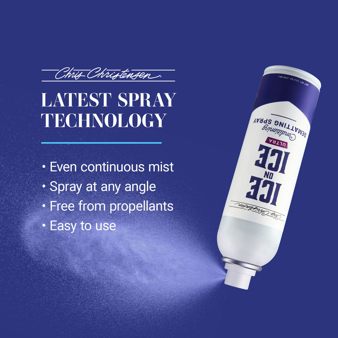 Latest spray technology: even continuous mist, spray at any angle, free from propellants, easy to use