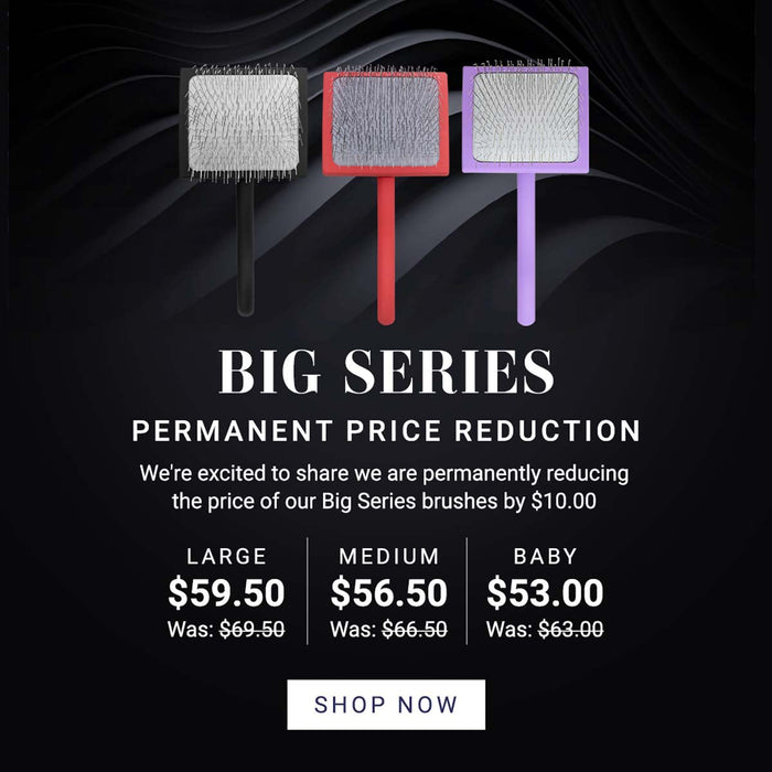 Big Series Slicker Brushes: Permanent Price Reduction. We're excited to share that we are permanently reducing the price of our Big Series brushes by $10.00. Large $59.50 (was $69.50), Medium $56.50 (was $66.50), Baby $53.00 (was $63.00).