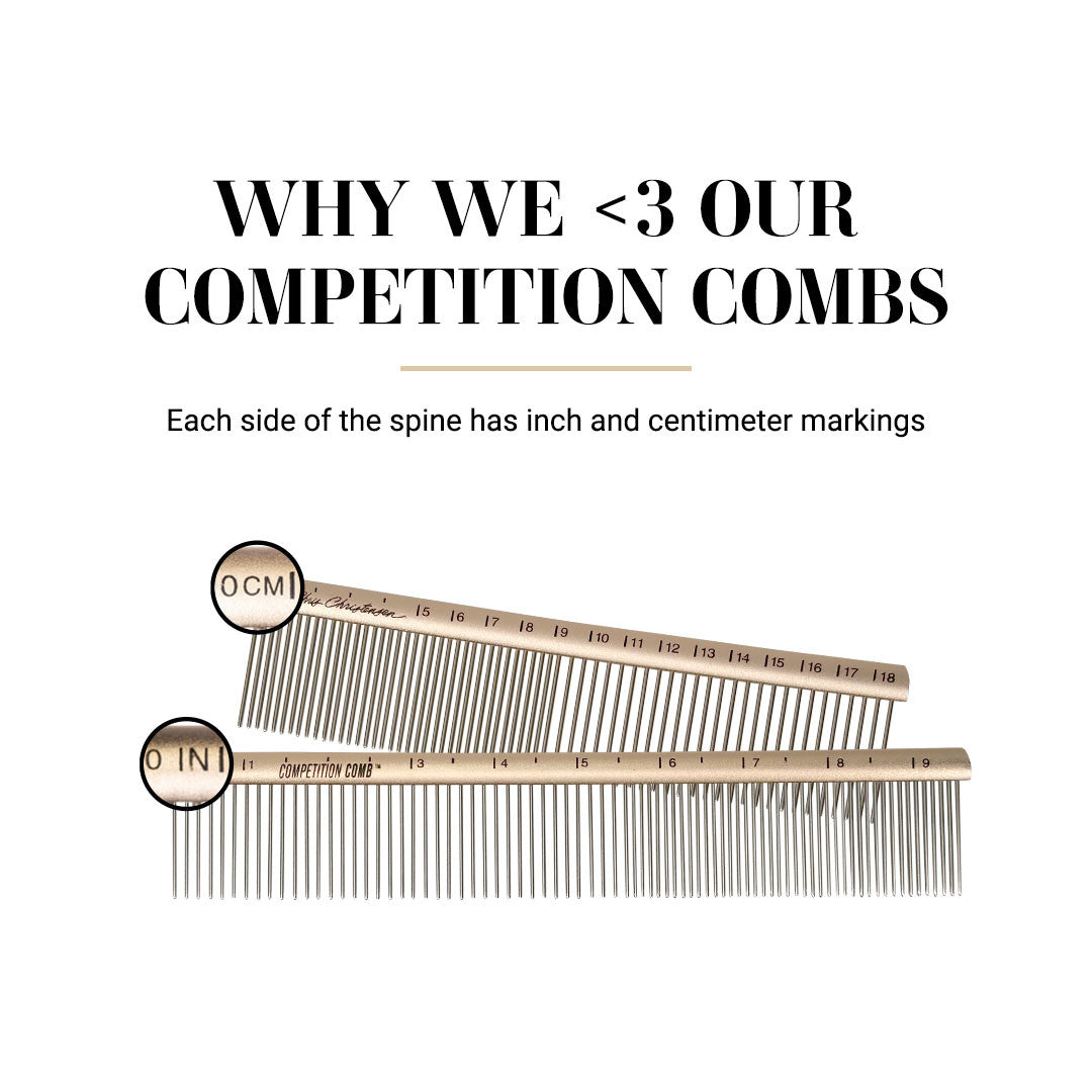 Why we love our Competition Combs! Each side of the spine has inch and centimeter markings