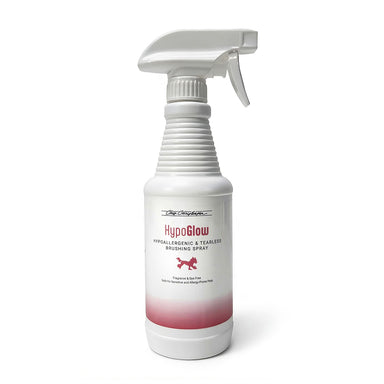 White spray bottle with 
HypoGlow in red on a white background