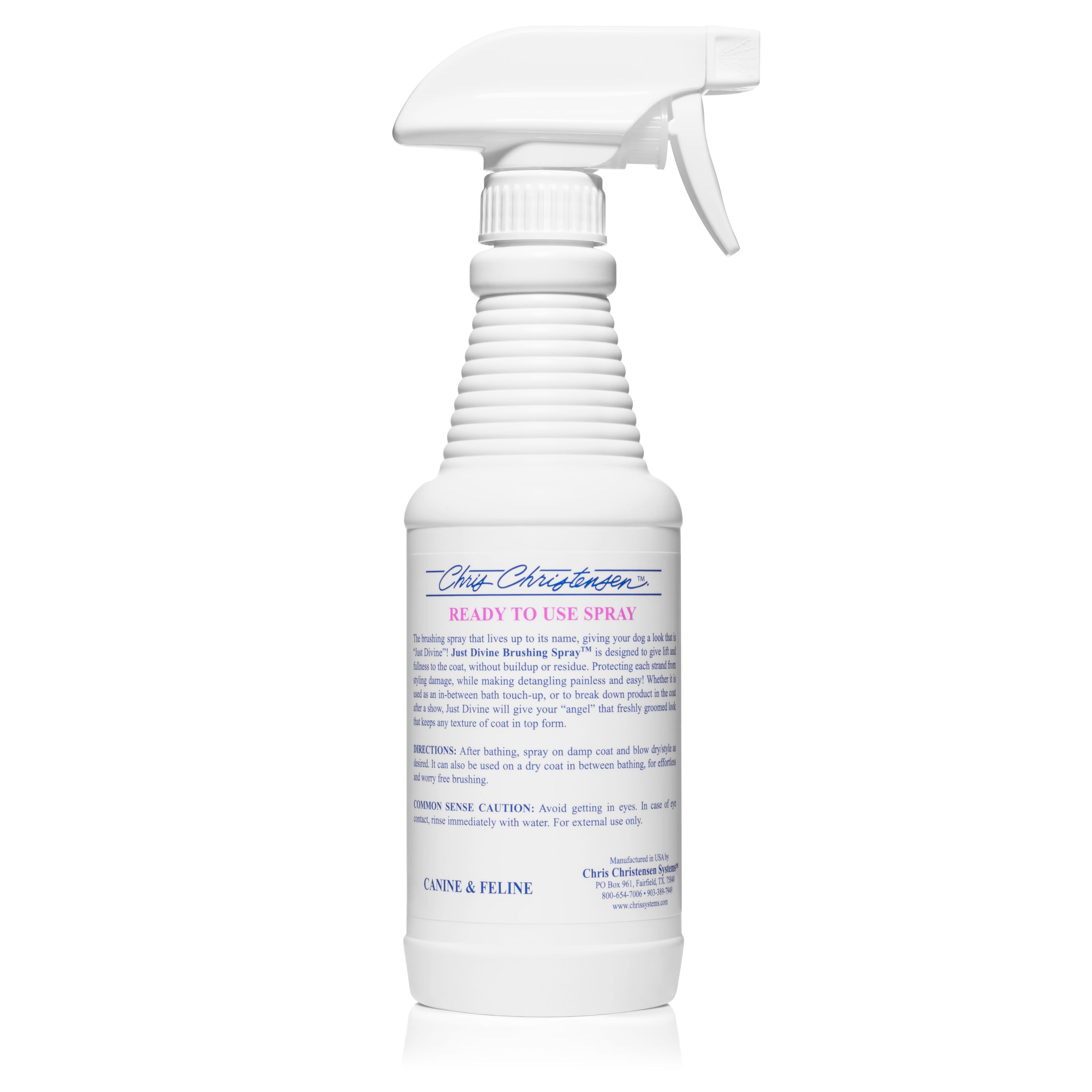 White spray bottle with text on a white background