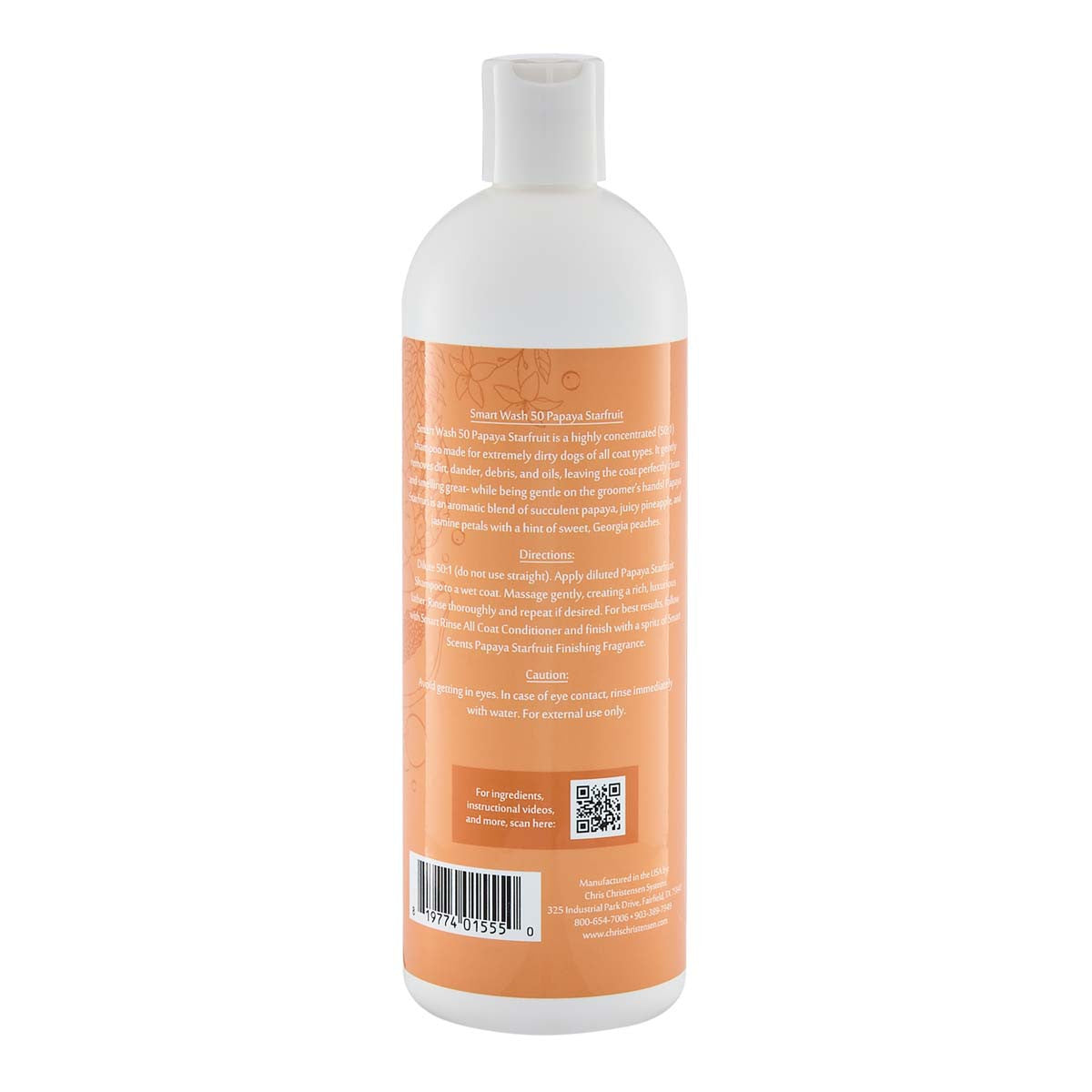 Chris Christensen SmartWash 50 Grooming Shampoo - Papaya Starfruit 16oz Back
